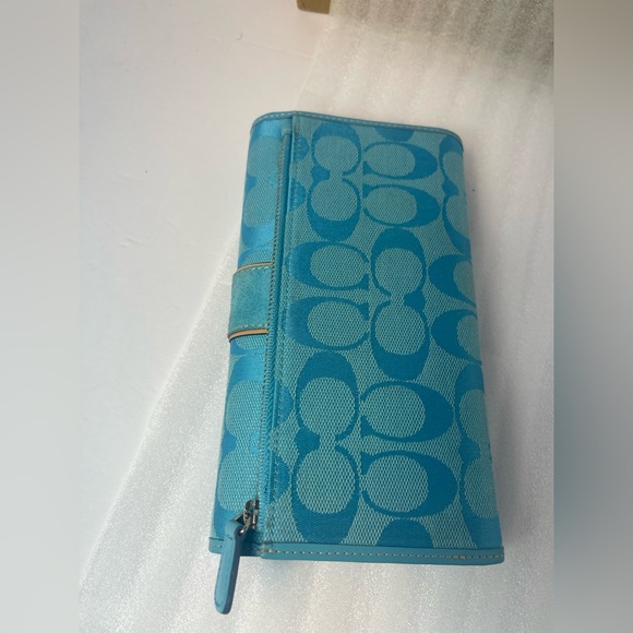 Coach Teal Signature Women's Wallet - Picture 3 of 16